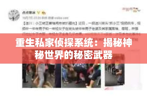 重生私家侦探系统：揭秘神秘世界的秘密武器